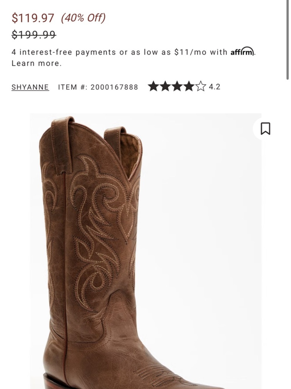 Shyanne Women’s Darby Western Boot